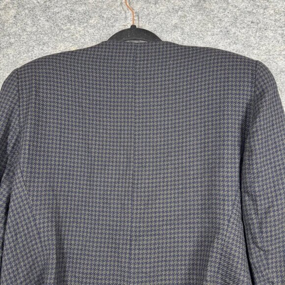 Vintage Devonshire Cream Gold Buttons Wool Houndstooth Boxy Blazer Size 14 - Picture 14 of 16
